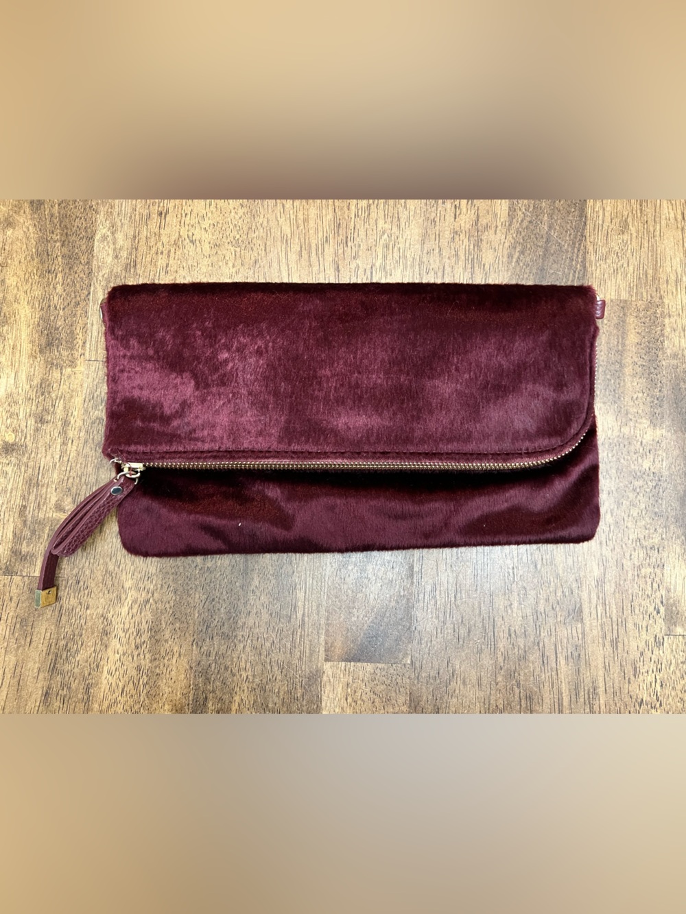 Velvet Wristlet Clutch in Deep Burgundy